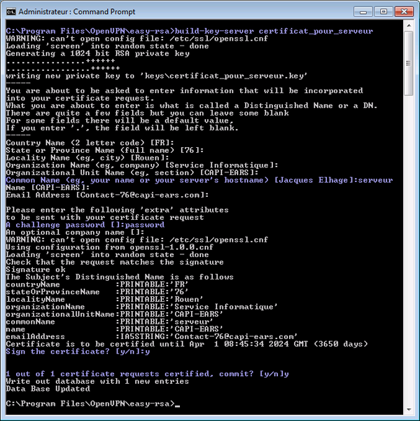 05 - OpenVpn - Certificat RSA - Création d'un certificat serveur pour Windows-600x601